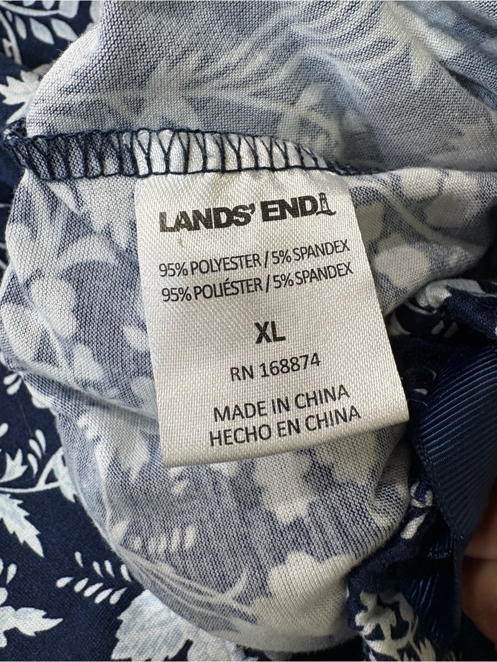 Lands' End Pajama Pants Size XL Navy White Floral Drawstring Lounge Pants - Picture 4 of 9